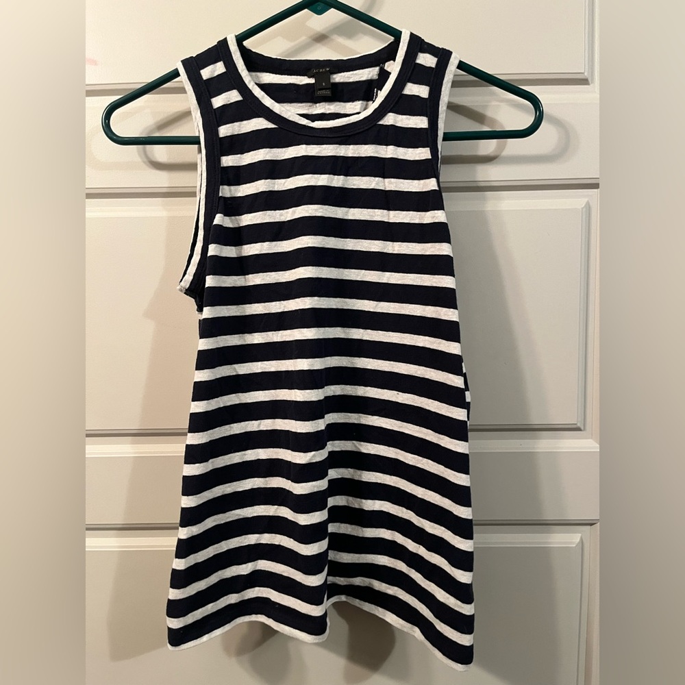 Striped Navy and White Sleeveless Tank